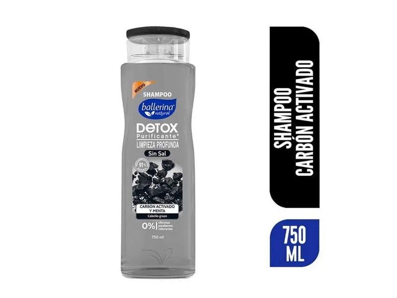 SHAMPOO BALLERINA CARBON ACTIVADO Y MENTA 750 ML