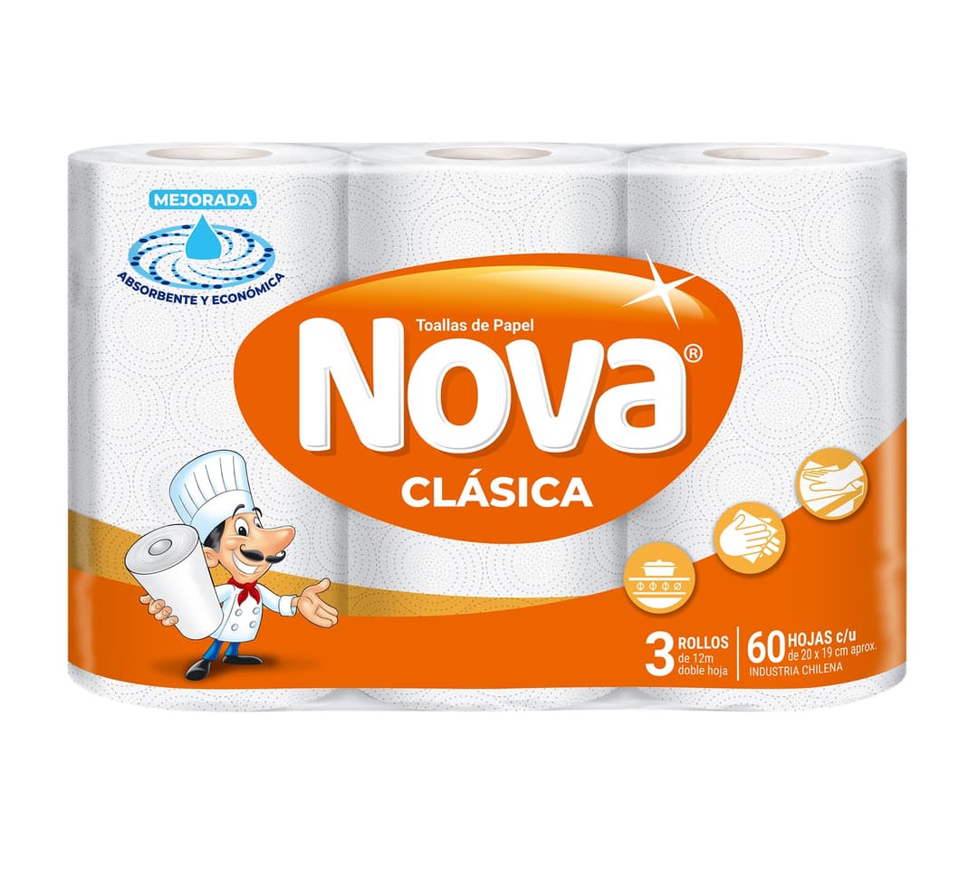 TOALLA DE PAPEL NOVA CLASICA 3 UN DE 12 MTS