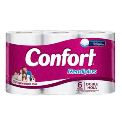 PAPEL HIGIENICO CONFORT RENDIPLUS 6 UN X 20 MTS